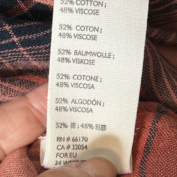 Free People We the Free Peasant Top Plaid Balloon Long Sleeve Tie Front SZ S EUC - Picture 7 of 10